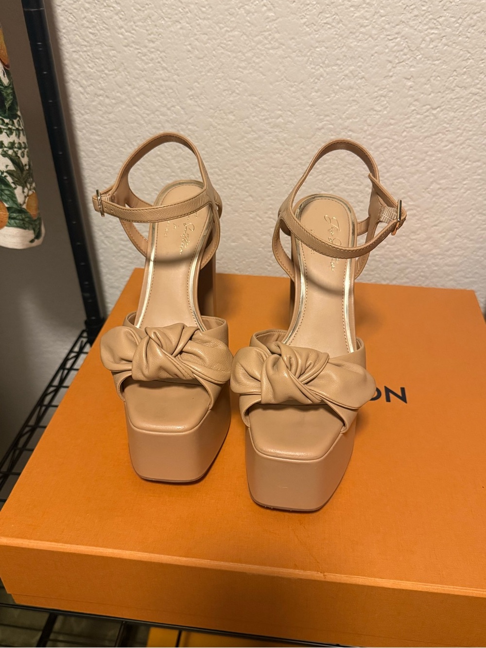 Gianni Bini Tan Leather Platform Heel